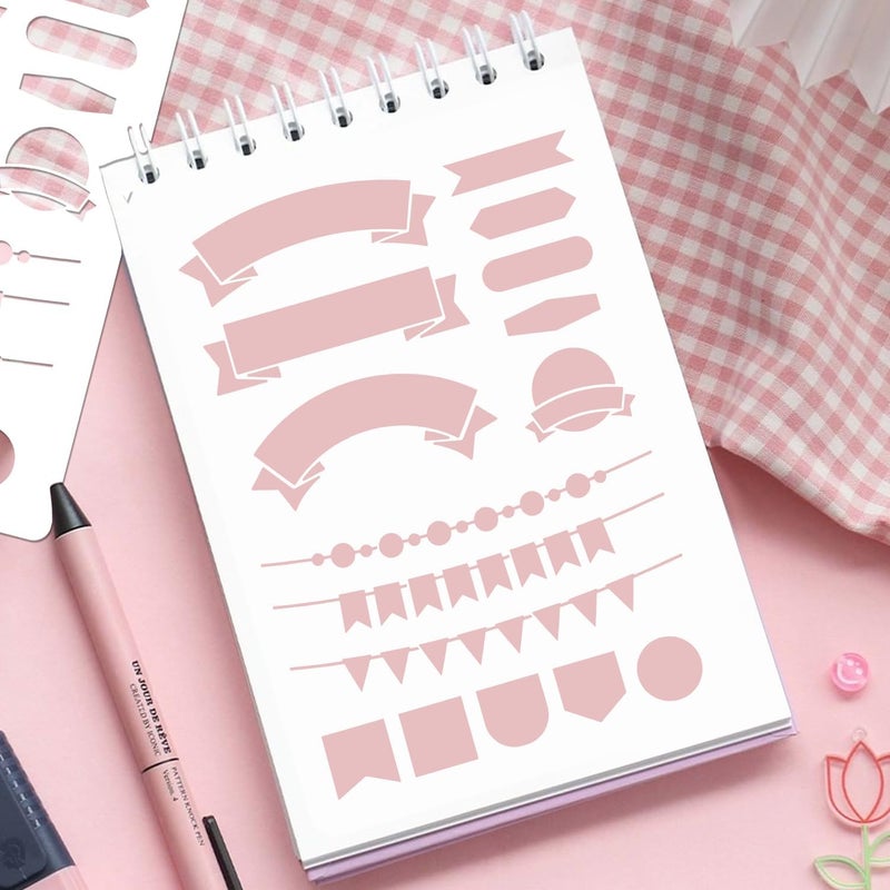 Resflyar 16 PCS Journal Stencils Planner Stencils for Bullet Junk Journal Notebook Diary Scrapbook DIY Drawing Template Journal Stencil 5.7 x 8 Inch - Image 3